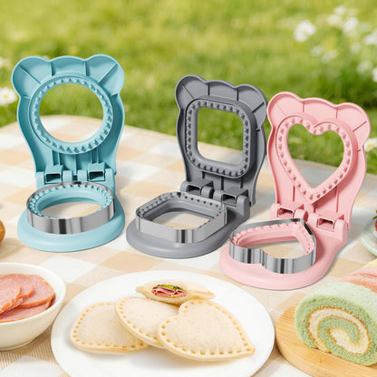 HINZER Sandwich Cutter and Sealer, Lunch Breakfast Sandwich Maker Stainless Steel Bread Decruster Heart Square Circle Cookie Cutter for Kids Children Adult Boys Girls