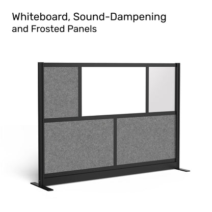 Workflow Modular Wall | Room Divider with Whiteboard, Sound-Dampening, & Frosted Acrylic Panels | Expandable Office Partition for Privacy & Productivity (70" x 48")