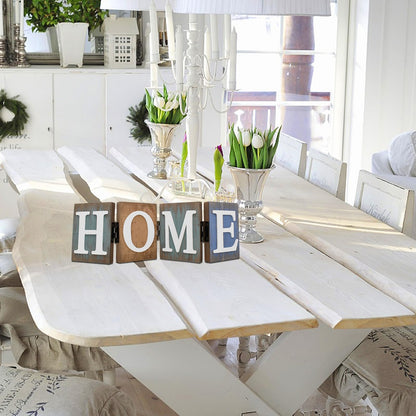 Linfevisi Wooden Home Sign Table Decor Wood Home Letters Sign Folding Rustic Wooden Word Signs for Living Room Kitchen Entryway Mantel Fireplace Shelf House Home Decoration 12.2X4 Inch