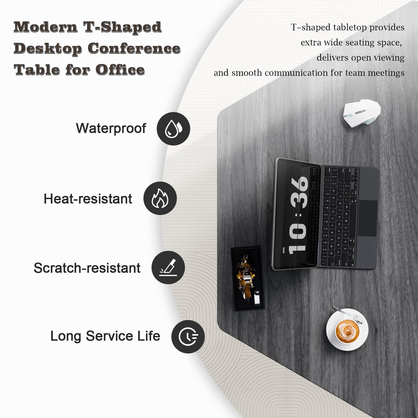 Conference Room Table, Foldable Flip Top Mobile Training Table with Wheels, 47.2 Inch Modern Rectangular Meeting Seminar Desk, Waterproof Metal Frame for Office, Classroom & Boardroom