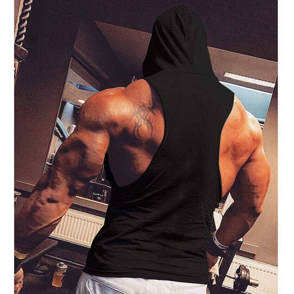 SZKANI Mens Skull Print Sleeveless Fitness Vest Bodybuilding Stringers Workout Tank Tops (X-Large, Black(Double Dumbbell))