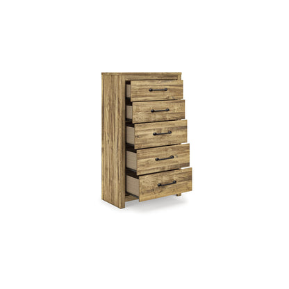 Signature Design by Ashley Hastiport Farmhouse 5-Drawer Chest with Safety Stop, Light Brown