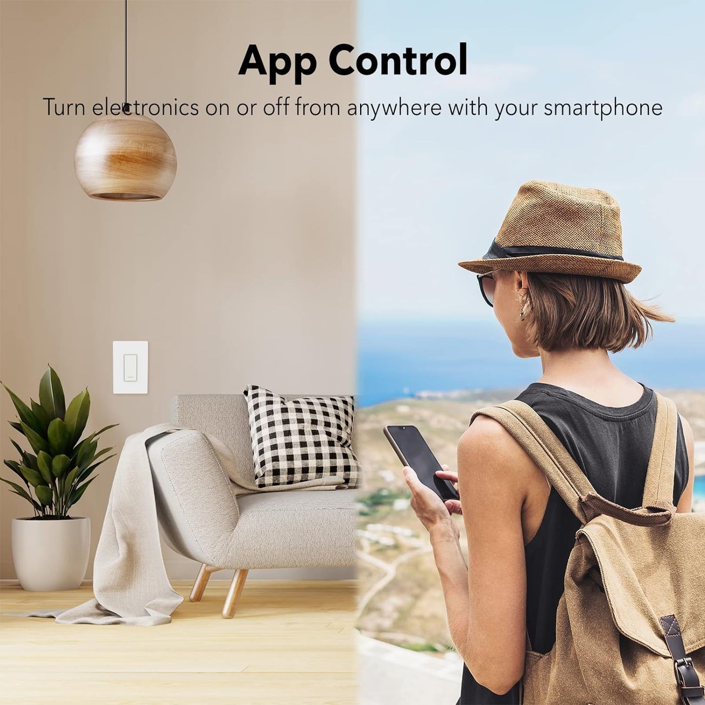 BN-LINK Smart Electrical Outlet with 2 Controlled Plugs and Type-C Charging, in-Wall Smart Wi-Fi Outlet with Voice and APP Remote Control, Compatible with Alexa and Google Assistant, 2.4GHz Wi-Fi Only