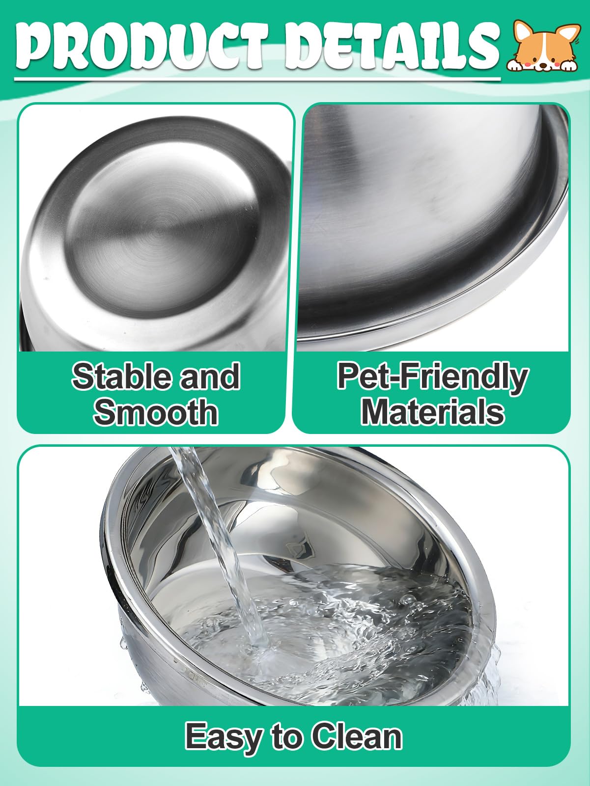 2pcs 1.3 Gallons Large Dog Water Bowl - Rustproof Stainless Steel Dog Bowls, Easy to Clean Metal Food Bowl for Medium Large Dogs Indoor Outdoor