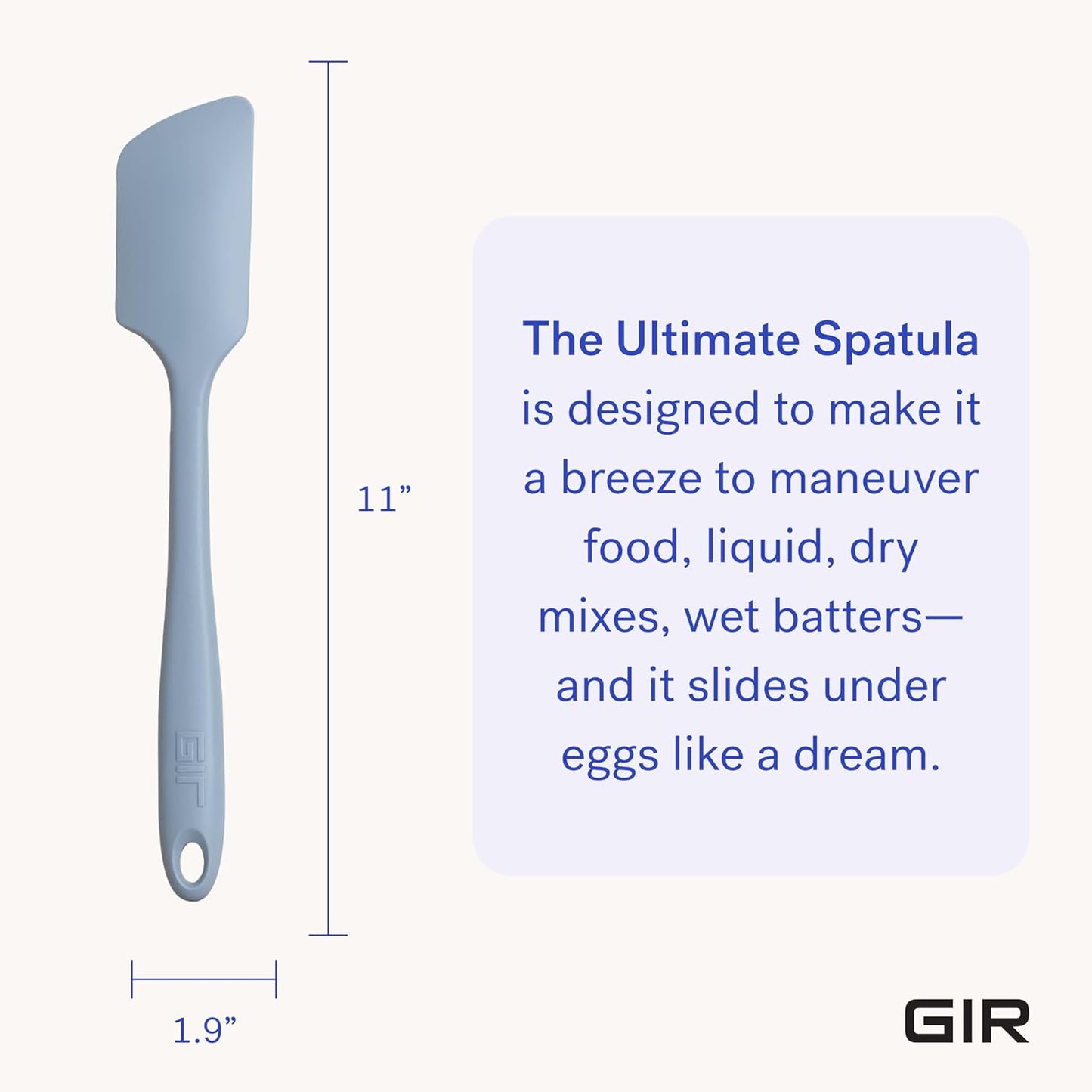 GIR: Get It Right Silicone Spatula for Cooking - 11-Inch Slate, Heat-Resistant Nonstick Kitchen Tool