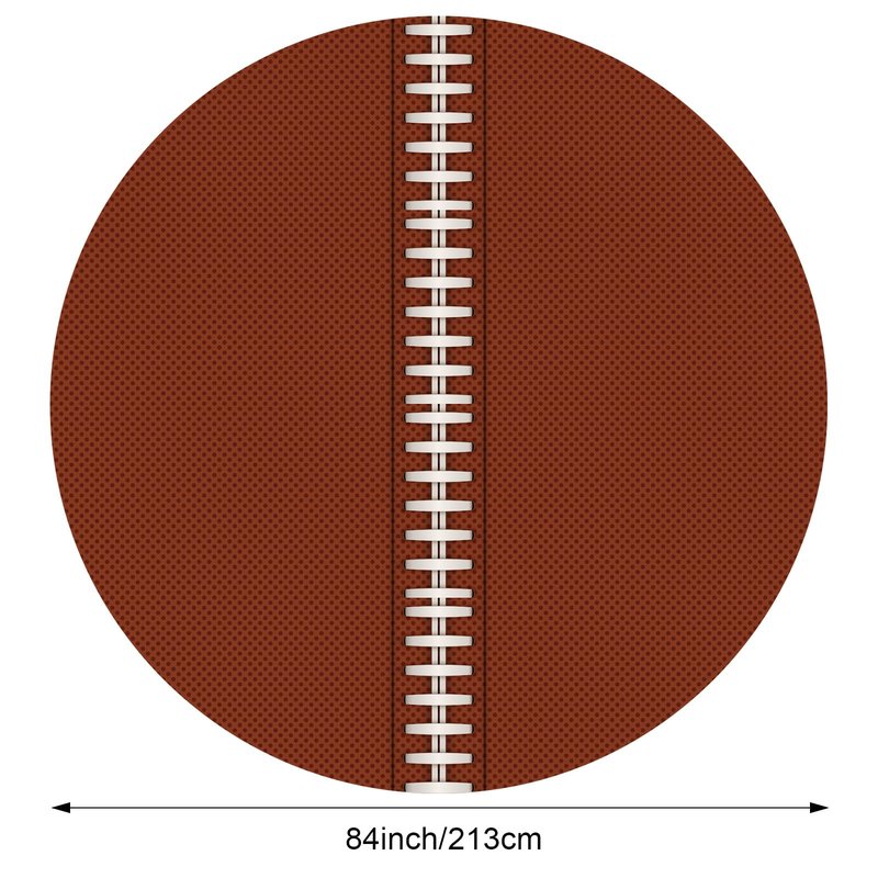 Oudain 12 Pcs Round Football Themed Tablecloths 84 Inch Football Field Tablecloth Green Grass Table Cover Plastic Sports Tablecloths Disposable Brown Ball Tablecloth for Birthday Party Supplies