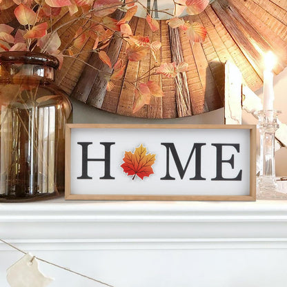 Interchangeable HOME Seasonal Tabletop Sign with 12 Pcs Seasonal Icons Wooden HOME Sign for All Seasons Shelf Mantel Windowsill Decor