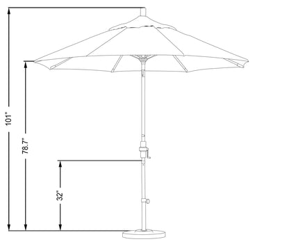 California Umbrella 9' Round Aluminum Market Umbrella, Crank Lift, Collar Tilt, Bronze Pole, Royal Blue Olefin