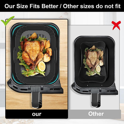 Skiennix Silicone Air Fryer Liners - Reusable for Ninja Foodi & COSORI 9QT | Fits 8-10QT Dual Basket