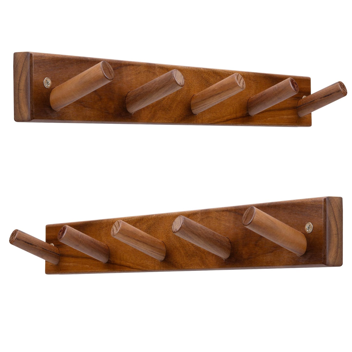 chiumay Natural Teak Wood Wall Hooks(Set of 2, 17.3") – Rustic Wooden Coat Hooks for Bathroom, Entryway & Bedroom – Durable Wall Pegs for Hanging Coats, Hats & Towels