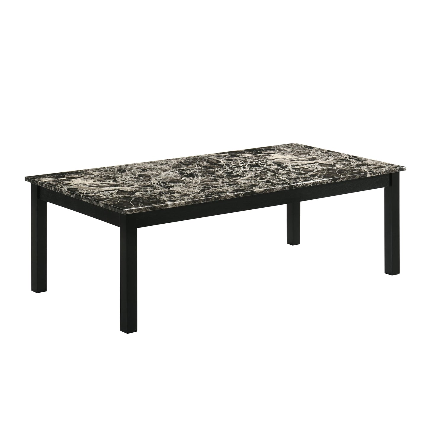 Furniture of America Isime Modern Contemporary Solid Wood 47.5-inch 3-Piece Coffee Table Set with Faux Marble Top for Living Room, Office, Black and White