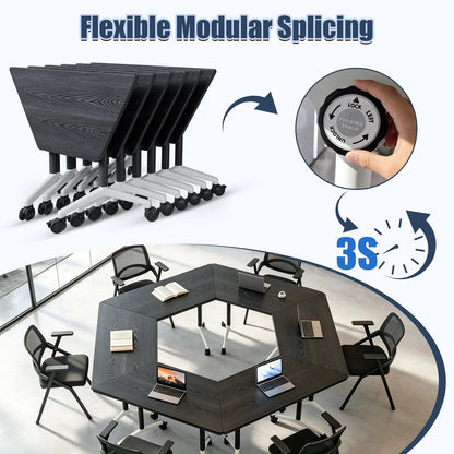 Folding Conference Table,Mobile Conference Room Tables with Wheels,47.2In Modern Seminar Tables,Flip Top Training Table for Office Classroom,Space-Saving Design