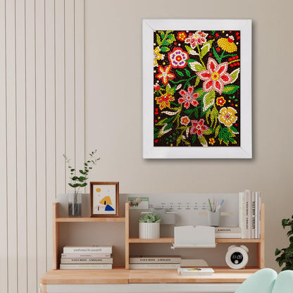 QIOUOL Flower Diamond Art Painting Kits for Kids Adults Beginners with Wooden Frame Girls Art Crafts Rhinestone Gem by Number Kits,Diamond Art Kits for Teens,Birthday Gifts and Office Decor