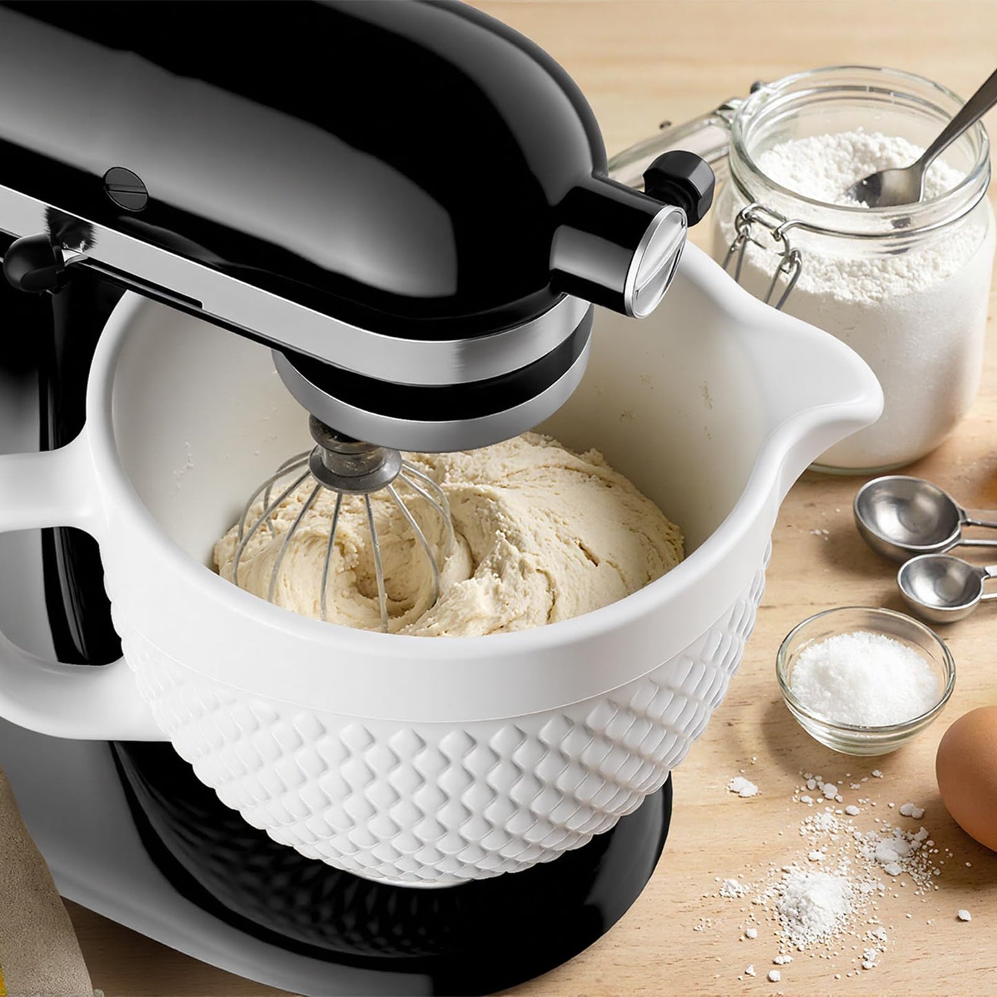 Ceramic Mixer Bowl For KitchenAid all 4.5-5 Quart Tilt-Head Stand Mixers, 5 qt Mixing Bowl For Kitchen Aid Accessories and Attachments with Handle
