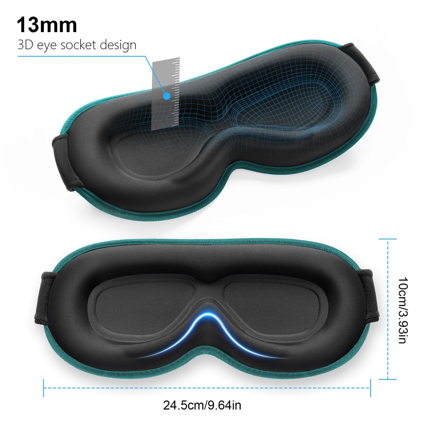 Gritin 100% Blackout Sleep Eye Mask for Women Men, Zero Pressure Sleeping Mask - Ergonomic Design 3D Cutout Eye Movement and Eyelash Friendly Night Blindfold, Ultra Soft Comfortable for Sleeping