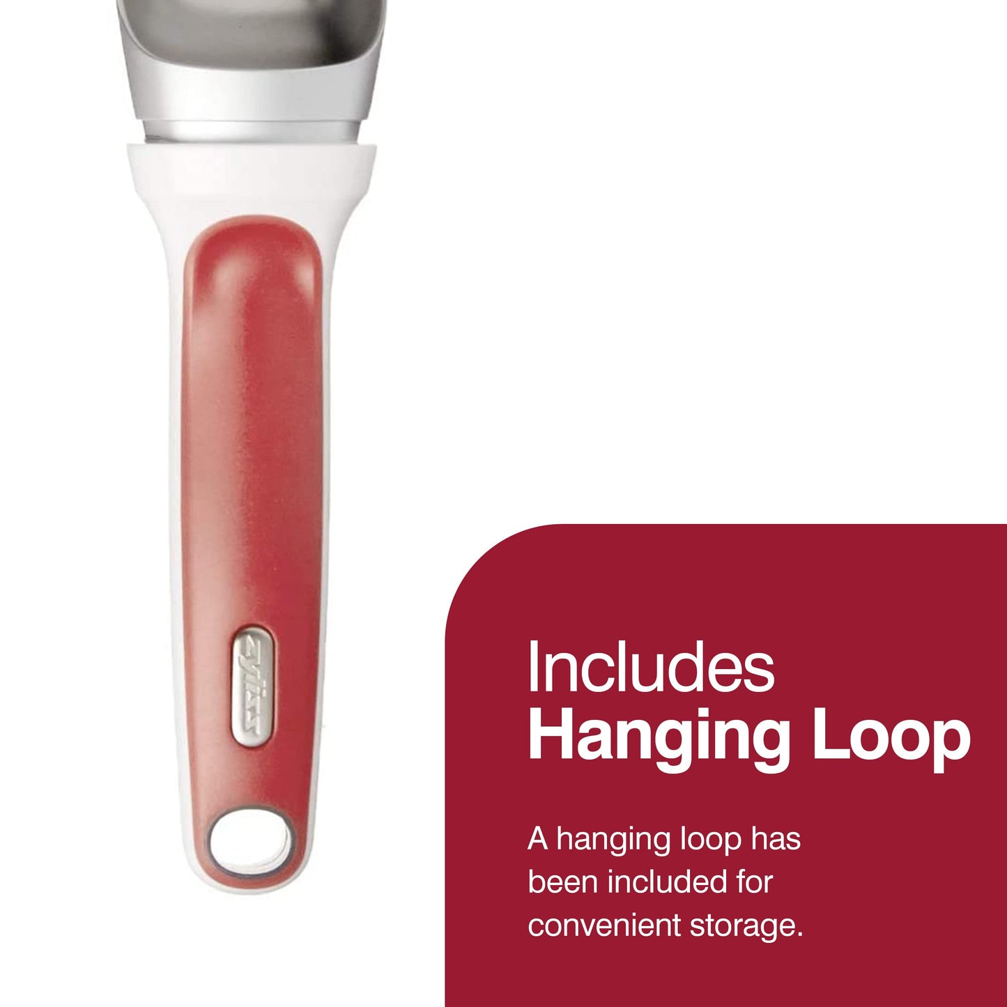 Zyliss Right Scoop Ice Cream Scoop - Ergonomic, Dishwasher-Safe Ice Cream Scooper Perfect for Gelato, Sorbet, Frozen Yogurt & More - Red