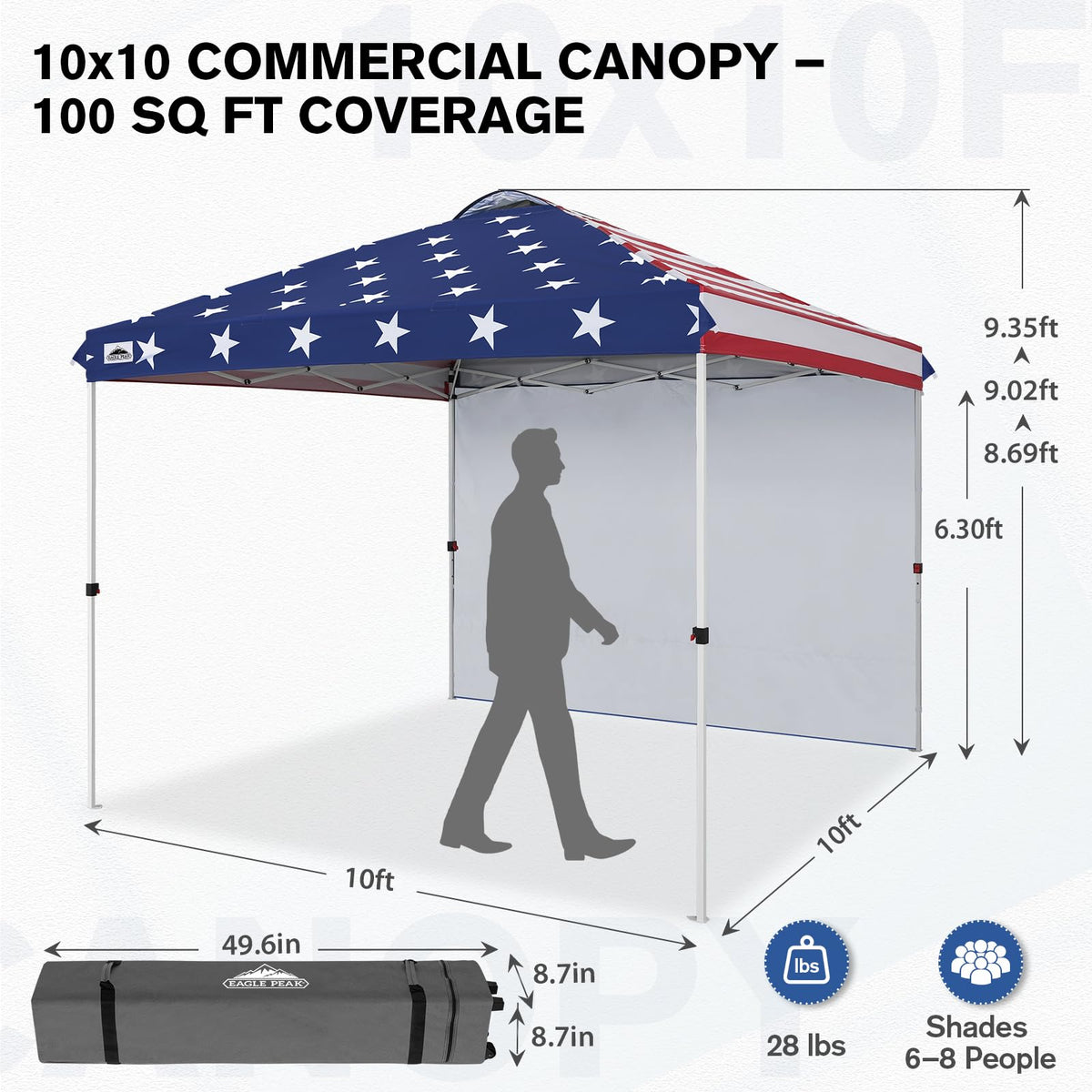 EAGLE PEAK Commercial 10x10 Pop Up Canopy Tent and Outdoor Folding Camping Table Bundle