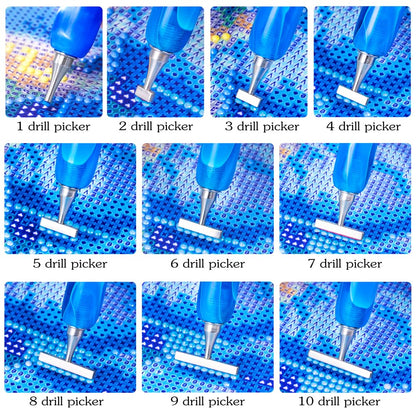 Praise V Do Thin Version Stainless Steel Diamond Painting Art Drilling Tips Nibs Placers Tool Accessories All 10 Beads