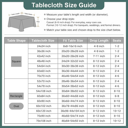 24 24 Inch Wolkemer Farmhouse Faux Linen Square Tablecloth x - Water Resistant Table Cloth Washable Wipeable Table