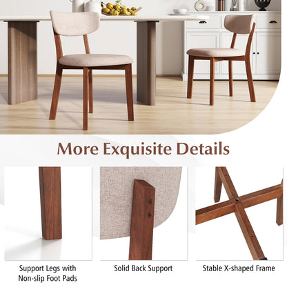 Giantex Wooded Dining Chairs Set of 4, Farmhouse Upholstered Dining Room Chairs w/Rubber Wood Legs, Cushioned Seat, Armless Kitchen Side Chair for Living Room Restaurant, Sandy Beige
