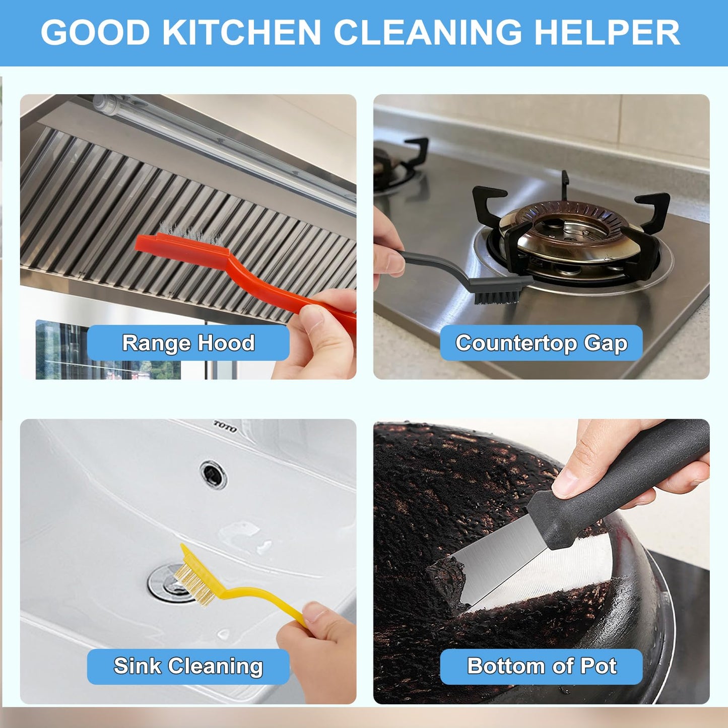 Dfacio 11Pcs Crevice Cleaning Brush Set, Hard Bristle Cleaning Supplies for Kitchen, Bathroom, Corner, Grout, Sink, Cup, Teapot, Bottle, Blender