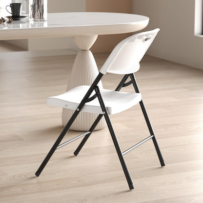 Nazhura 650 Weight Limit Heavy Duty Plastic Folding Chair with Reinfoced Steel Frame for Indoor and Outdoor, Wedding, Party, Restaurant, Meeting Room, Patio and Garden (White, 16 Pack)