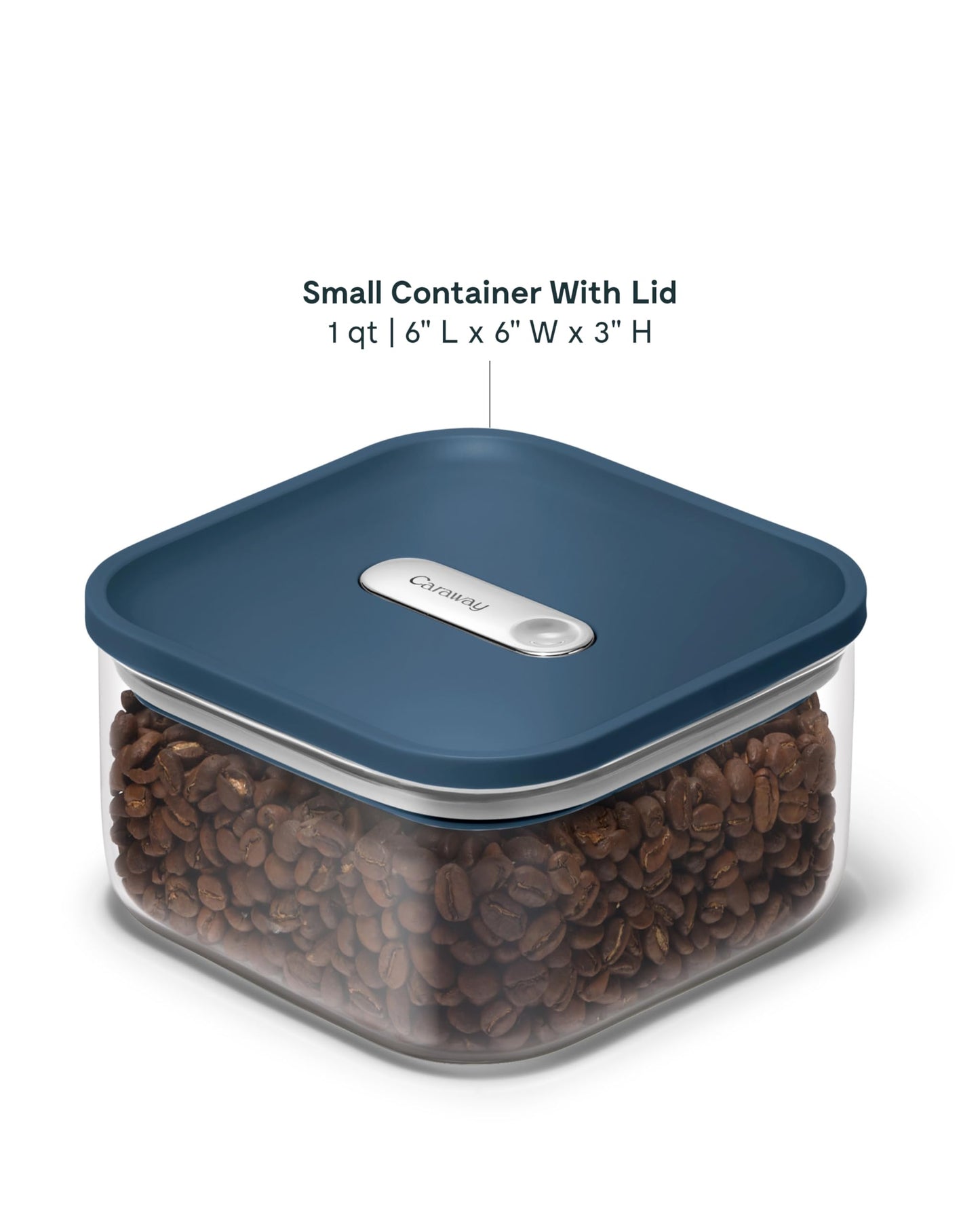 Caraway 1qt Glass Airtight Food Storage Container with Lid – Non-Toxic, BPA-Free Kitchen Storage Container – Stackable, Space-Saving Airtight Container for Dry Goods and More - Navy