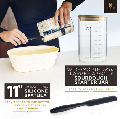 14pcs Sourdough Starter Kit, Bread Making Kit & Sourdough Bread Baking Supplies Kit, Banneton Basket Kit for Sourdough