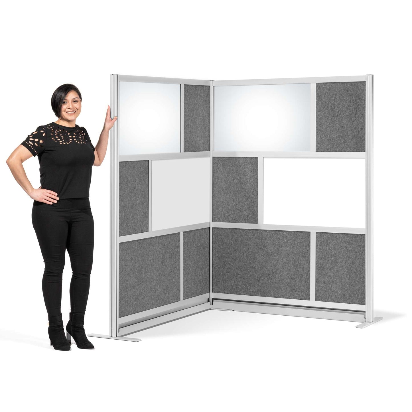 Stand Up Desk Store ReFocus Modular and Expandable Office Partition Wall System (53x70 Starter + 53x70 Extension)