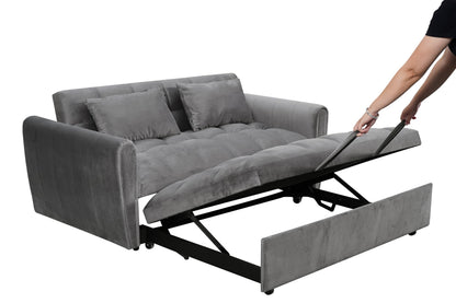 KEIKI 65" 3-in-1 Convertible Sofa Bed, Foldable Futon Couch with Adjustable Backrest & Pillows, Modern Velvet Sleeper Sofa for Living Room, Apartment, Small Space Furniture, Compact Guest Bed