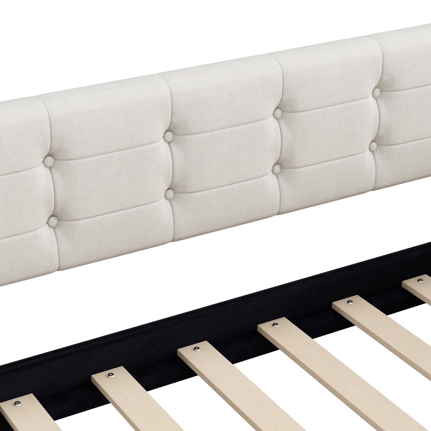 Merax 85" Queen Size Linen Upholstered Daybed with 4 Support Legs,Beige
