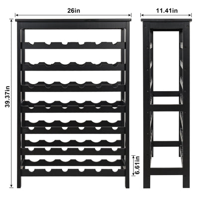 VASMIA 42 Bottles Bamboo Wine Rack,7-Tier Wine Rack Freestanding Floor with Table Top, Wine Storage Shelf for Kitchen Dining Room Bar,Black