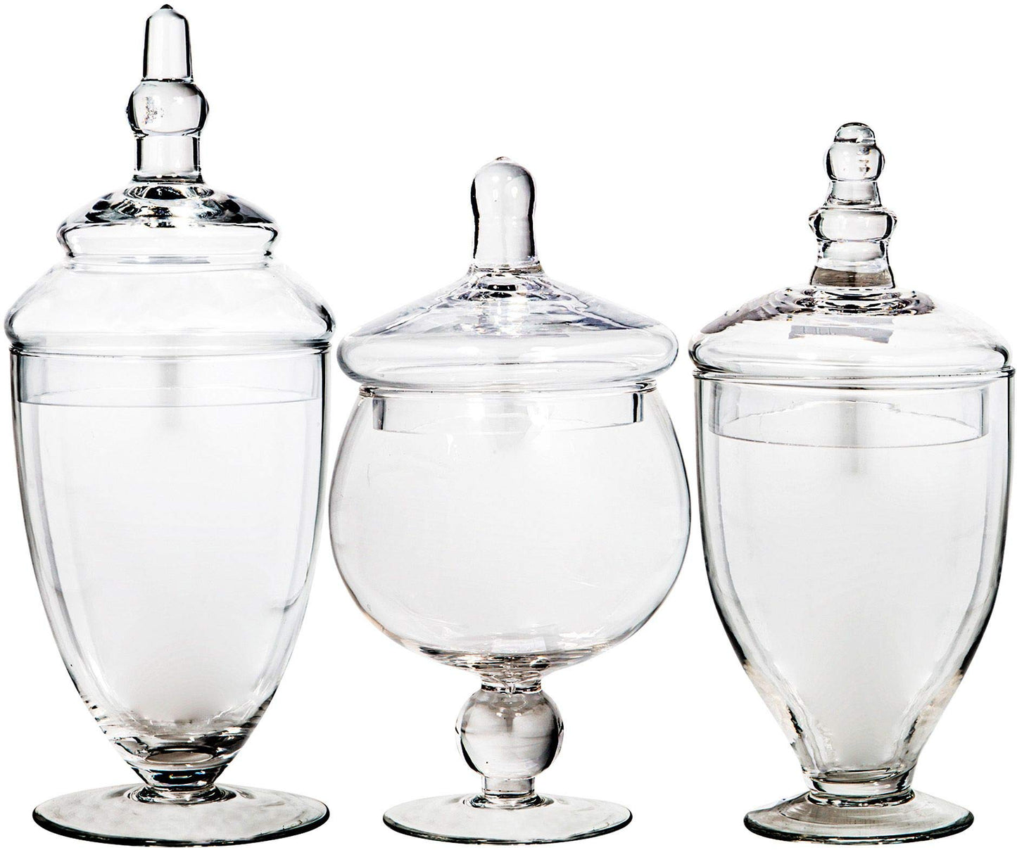 Small Apothecary Jars with Lids Set of 3, Home Essentials & Beyond, for Candy Buffet, Glass decor, Laundry Room, Potpourri, DIY Crafts and Bathroom Jars