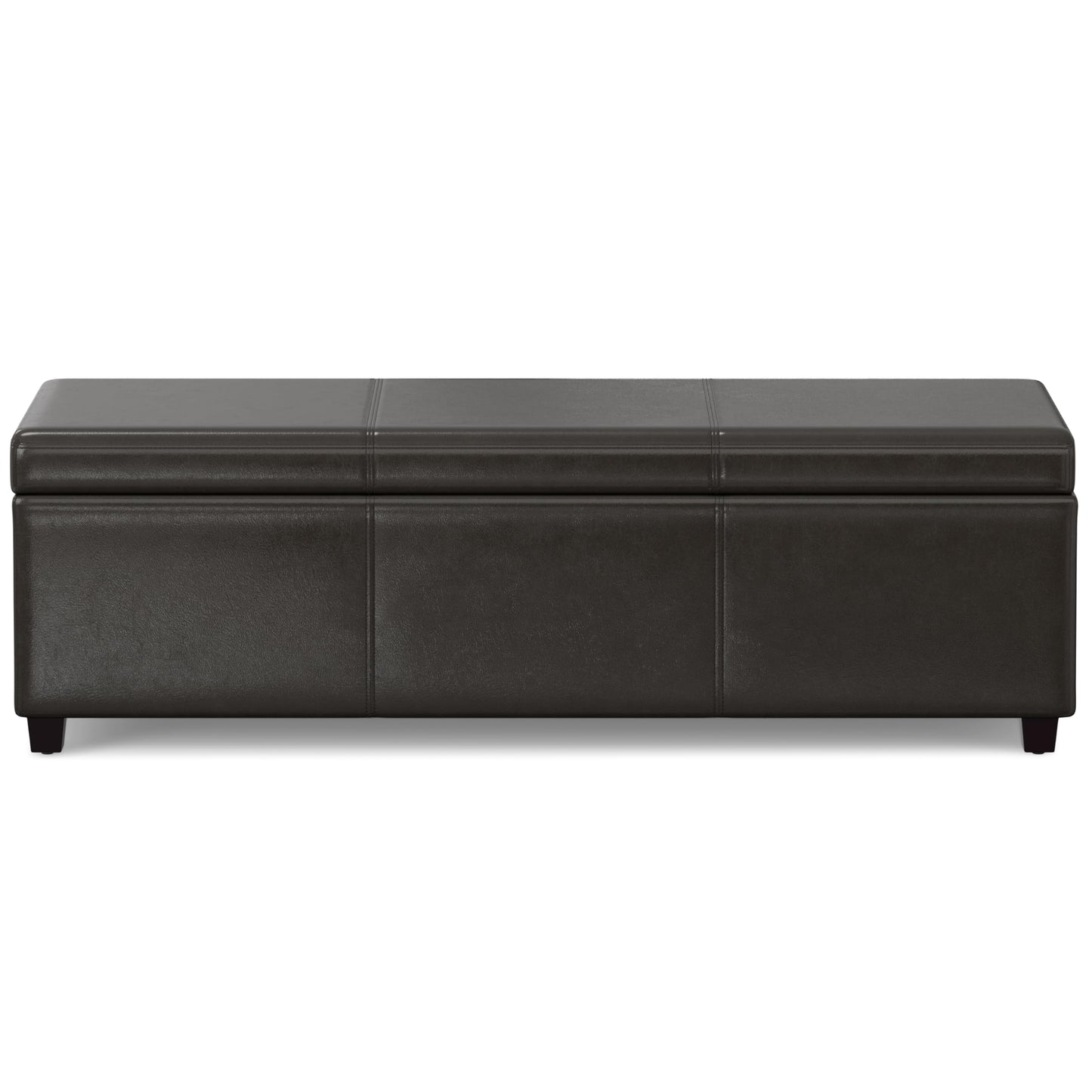 SIMPLIHOME Avalon Extra Large Storage Ottoman Bench - 54 inch Wide Upholstered Vegan Leather Rectangular Lift-Top Ottoman in Tanners Brown, Contemporary Bench for Living Room with Hidden Storage