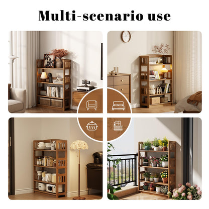 AnywaysWood 4 Tier Solid Wood Open Shelf Bookcase,Modern Wooden Display Bookshelf,Farmhouse Wide Bookshelves, Freestanding Storage Cabinet for Study Room Office Living Room sunroom
