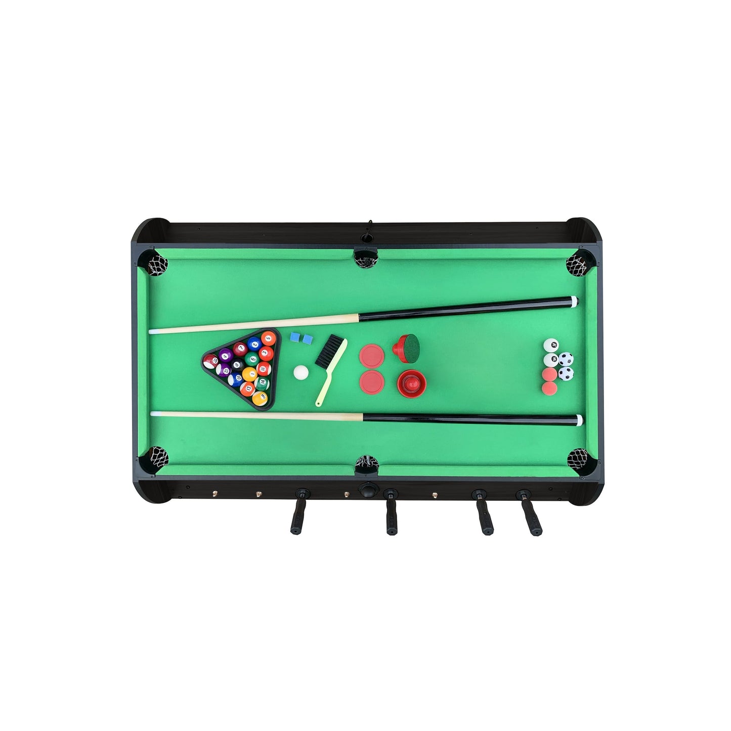 KICK Triplex 55″ Telescopic Rods 3-in-1 Swivel Multi Game Table (Black) – Foosball, Pool/Billiards & Air Hockey
