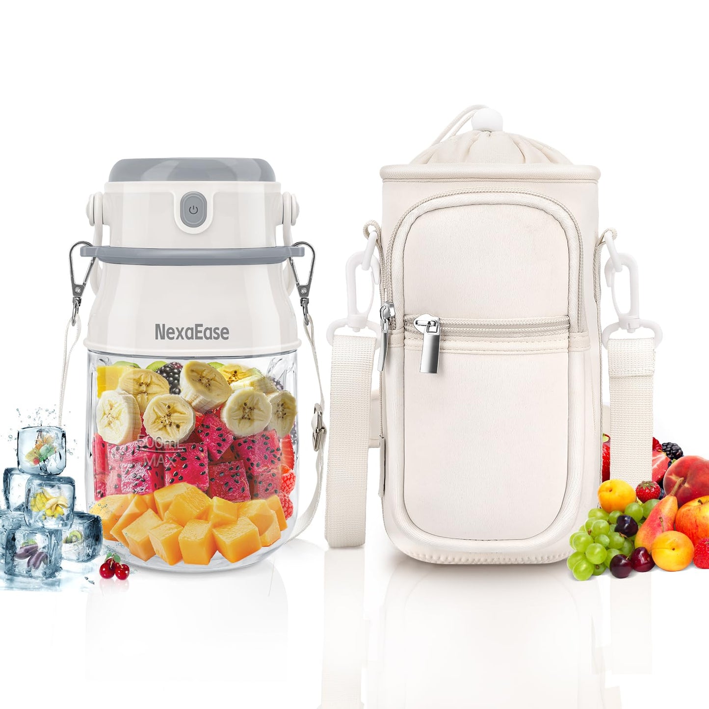 Portable Blender for Shakes and Smoothies- Personal Juicer 20 OZ Electric Protein Shaker Bottle with Insulated Sleeve, USB-C Rechargeable,Travel Lid-Small Blender Cup for Kitchen, Office, Gym,Travel