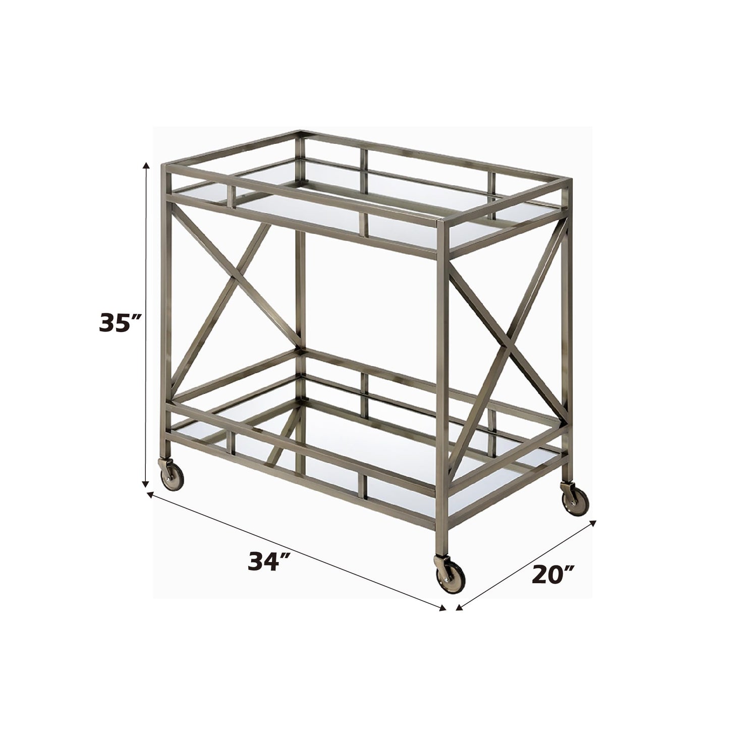 Mirrored Antique Gold Serving Cart