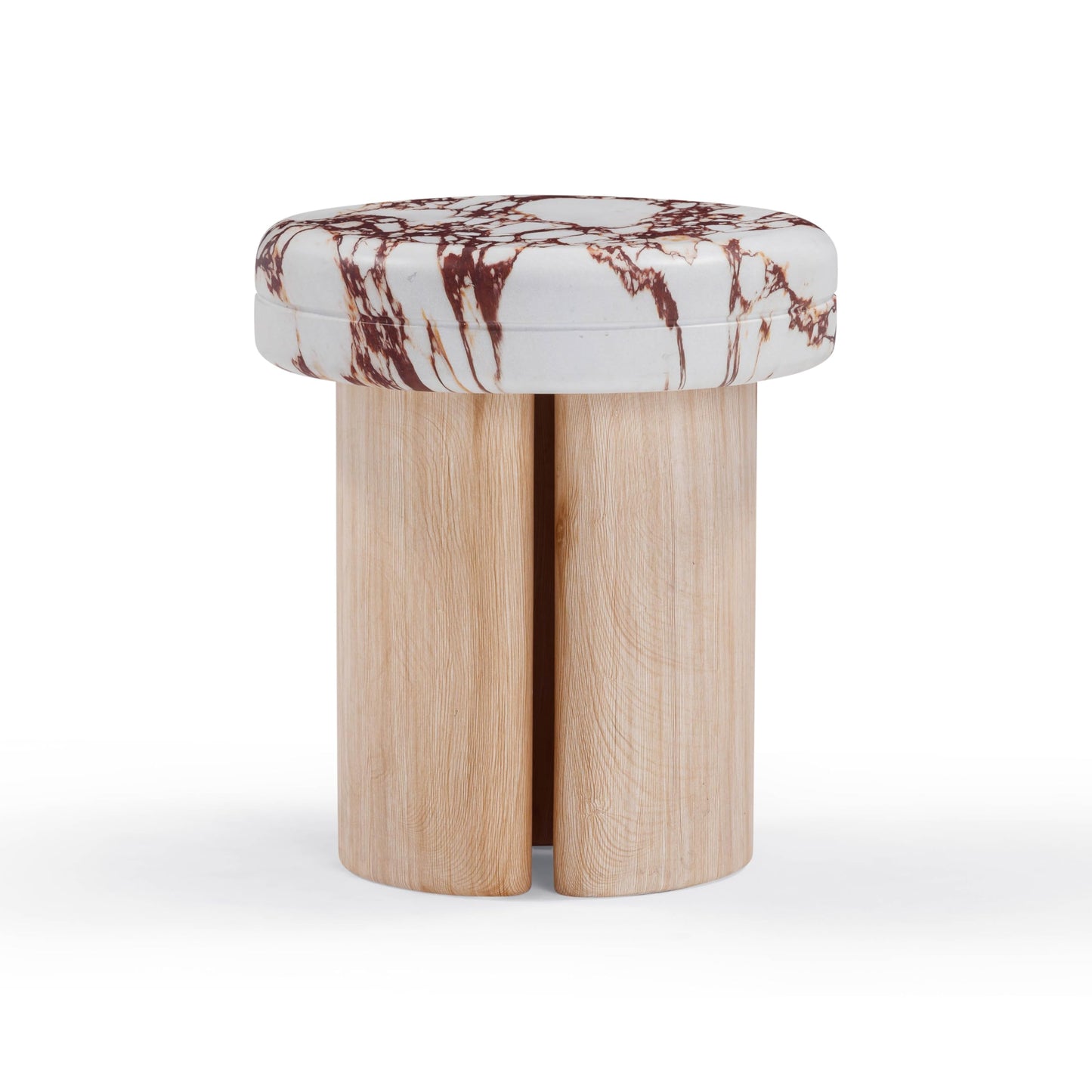 Tov Furniture Sheila Wood and Breccia Capraia Textured Concrete Side Table