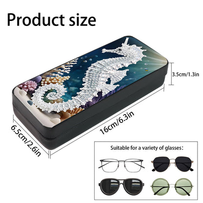 MVVMTOP Diamond Painting Eye Glass Case, DIY Seahorse Diamond Art Glasses Storage Box Sunglass Case for Adults Handmade for Art Craft Gift Travel Sunglass Eyeglasses