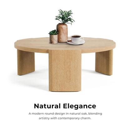Furniture of America Carys Modern Solid Wood 2-Piece Coffee Table and End Table Set with Plinth Base, Living Room Furniture for Small Space, Home Office, Oak