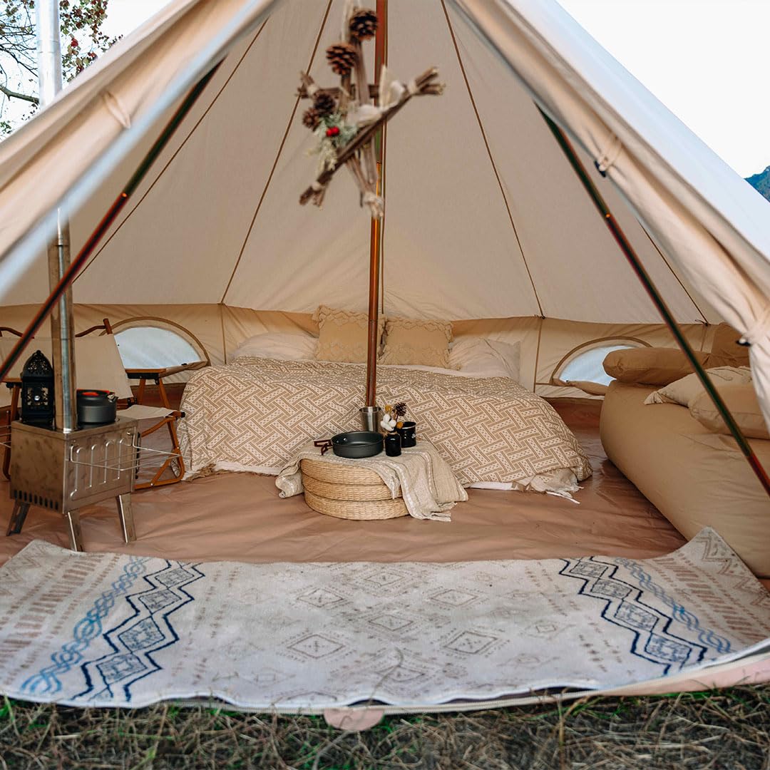 Trend Tents 4M Canvas Bell Tent – 200GSM Poly-Cotton, Stove Jack, Sewn-in Groundsheet, Galvanized Steel Poles, Waterproof & UV-Resistant, 4-Season, Fits 4-6 People – Glamping, Family Camping