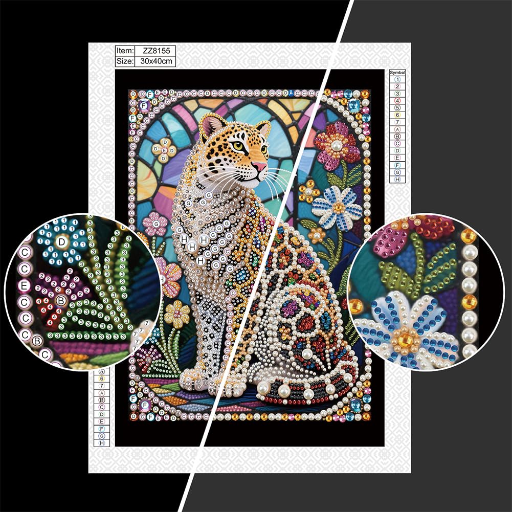 Kulvci Tiger DIY 5D Pearl Painting Kit, Diamond Painting Kit for Adults Beginner, Bead Art Kits All-Pearl Dot Painting for Wall Decor, Creative Stress Relief Gift Home Decor,12 × 16 inch