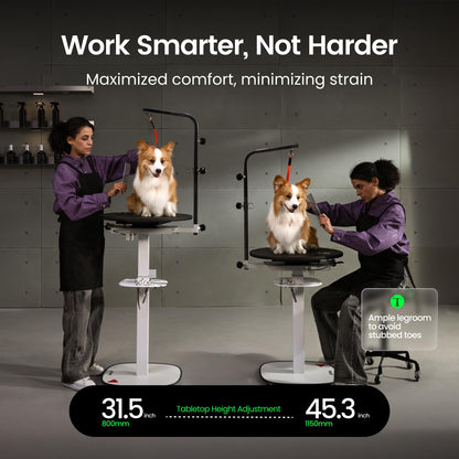 JirPet Dog Grooming Table, Elastic Comfort Surface with Pet-Friendly Design, Hydraulic Lift, Designed for Long-Term Use, Over 50,000 Lifts, 31in-45in Height Adjustable, Stable Base, Hair-Resistant