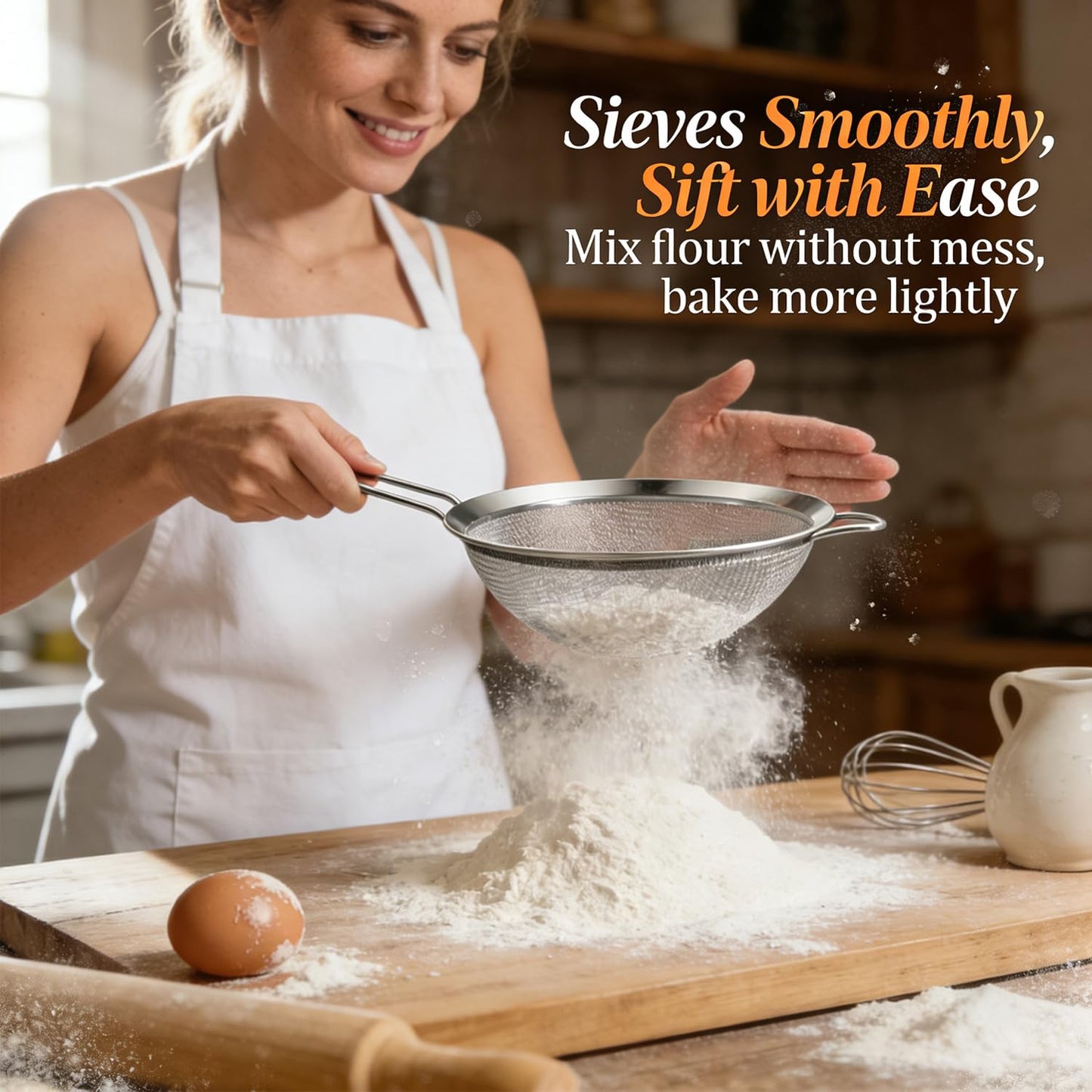 Anaeat Fine Mesh Strainers - Premium Stainless Steel Colander Sieve Sifters, with Durable Mesh and Sturdy Handle, Excellent for Sifting Dry ingredients, Flour, Pastas, Rice, Tea (2.8"+4.73"+7.09")