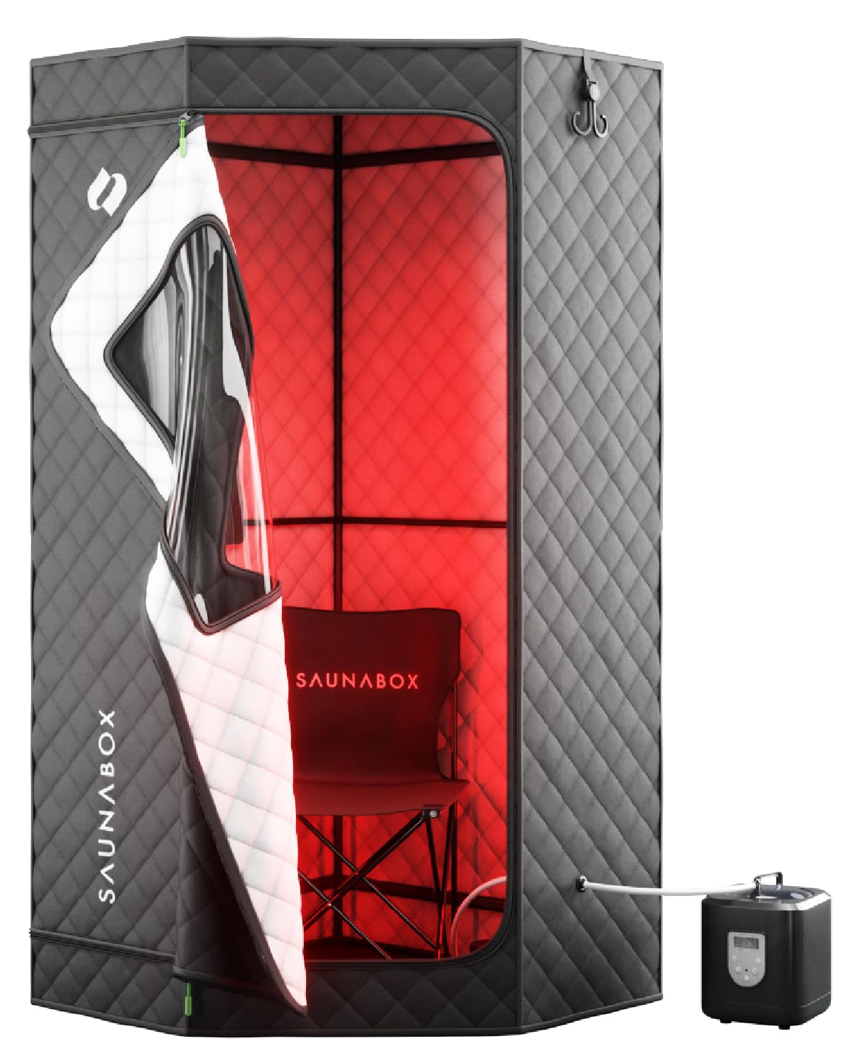 SAUNABOX® SmartSteam Pro Portable Steam Sauna with Red Light Therapy (660–850nm) | Home Sauna Tent with App Control | Insulated Sauna Pod, 140°F Heat, Full Body Steam Sauna for Relaxation & Recovery