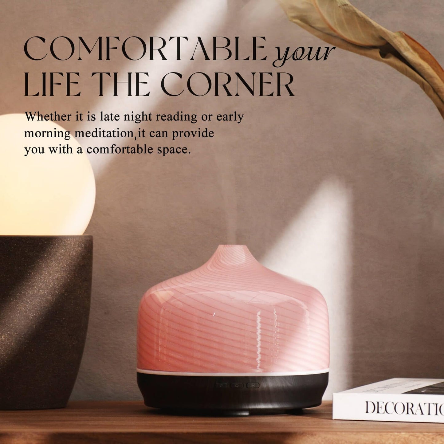 Porseme 500ml Essential Oil Diffuser, Aroma Ultrasonic Humidifier with Remote Control, BPA Free, Auto Shut-Off, Timer Setting for Large Room Sleeping Yoga