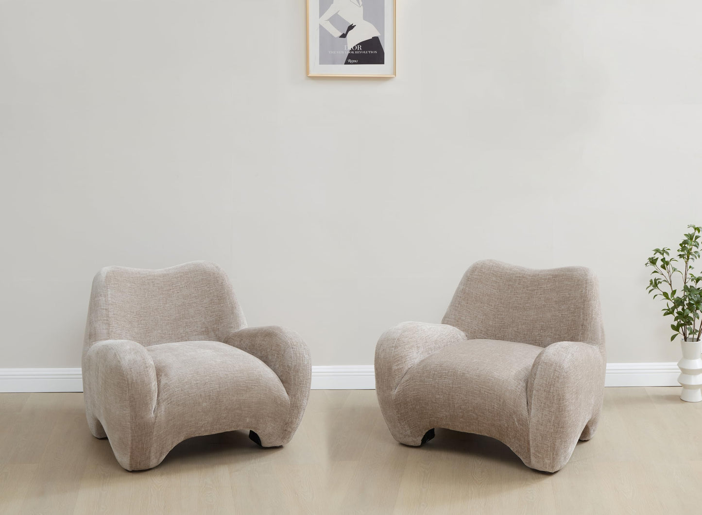 SAFAVIEH Couture Collection - Randal Light Brown Chenille Accent Chair, Modern Sculptural Lounge Seating, Fully Assembled (SFV4878A)