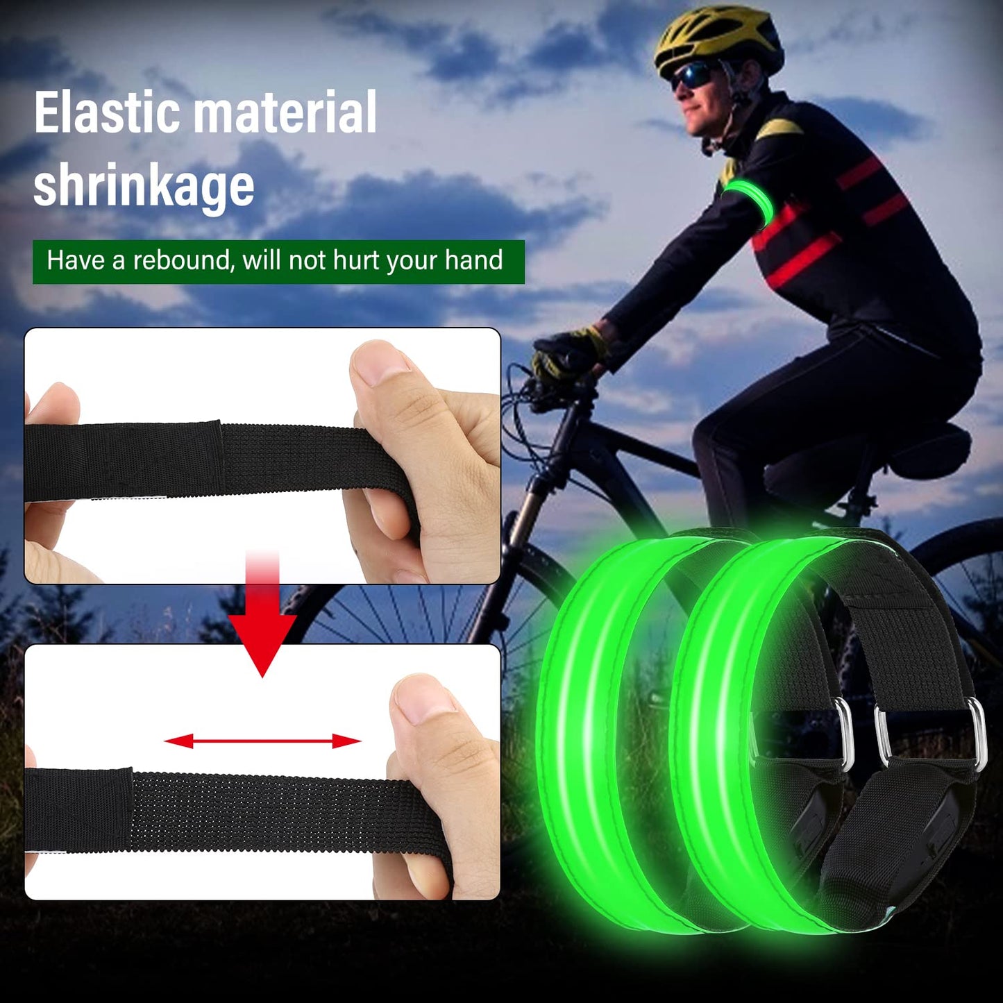 Molbory LED Bracelet USB, Pack of 4 LED Reflective Band Light Bracelet Running Bracelet Light Strip Children's Light Strips Reflective Band Light for Jogging Running Running Sports