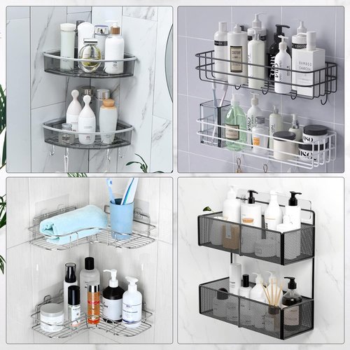 EAGMAK Transparent Shower Caddy - No Drilling Adhesive Soap Holder | 2 Pack Bathroom & Kitchen Storage